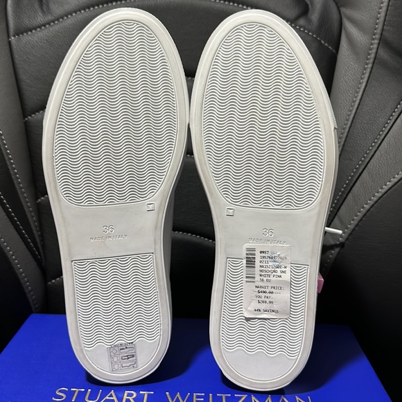 🔥🔥🔥NEW Moschino White & Pink Leather Logo High Top Leather Lace Sneaker - Picture 10 of 11